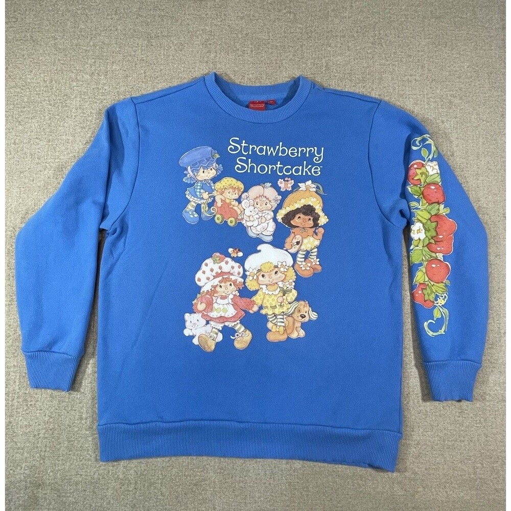 Strawberry Shortcake Sweet & Friends Blue Long Sleeve Pullover Crewneck Size M